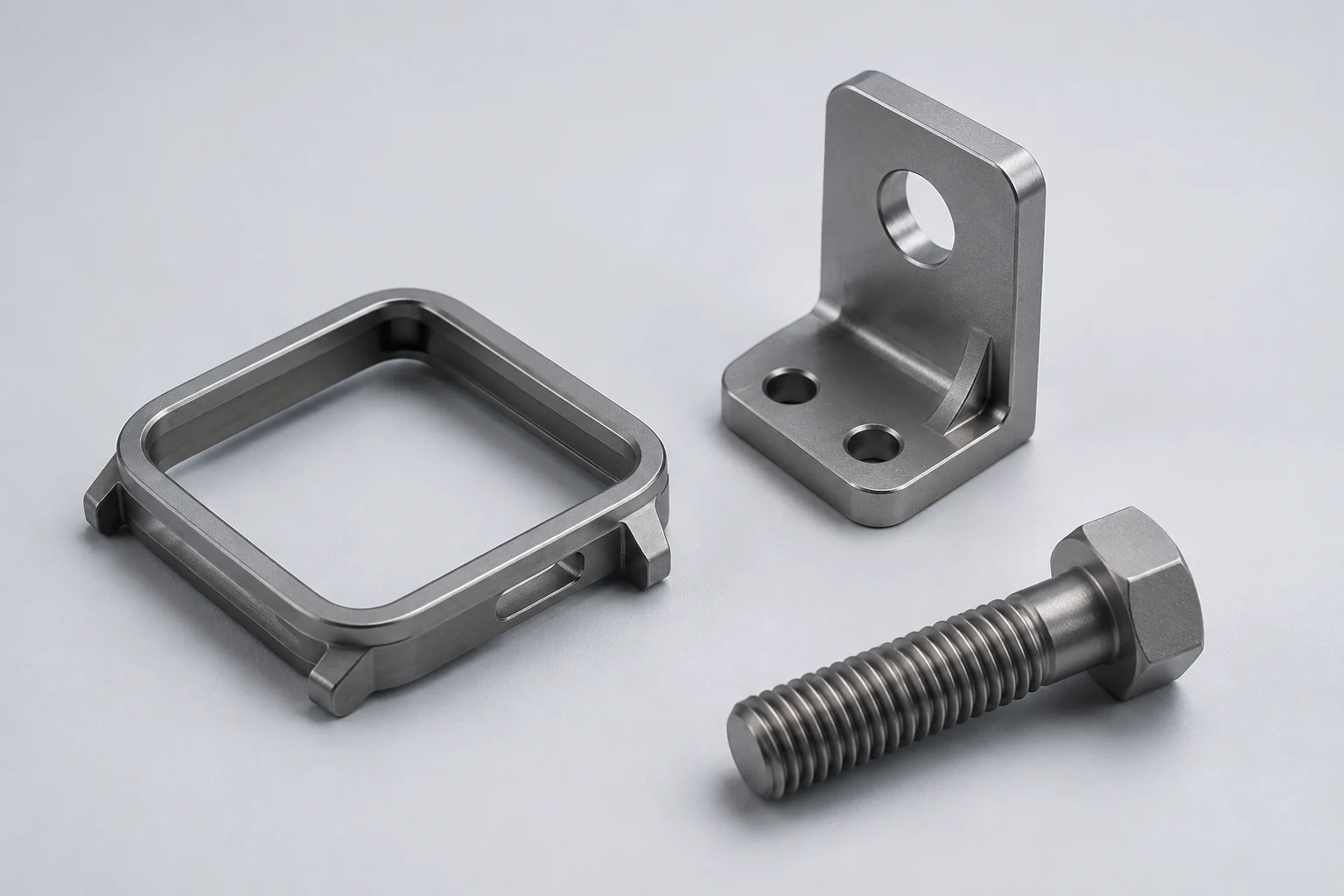 Illustration of generic metallic wearable frame, mounting bracket and bolt; not production samples
